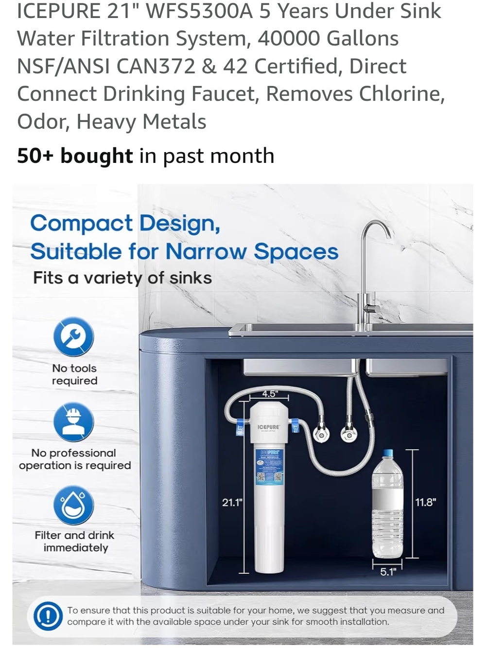 ICEPURE Under-Sink Water Filtration System - White - Picture 4 of 8